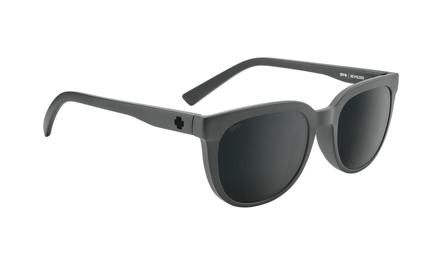 SPY OPTIC Bewilder, Round Sunglasses, Color and Contrast Enhancing Lenses, Matte Gunmetal - Gray with Black Spectra Mirror Polarize Lenses