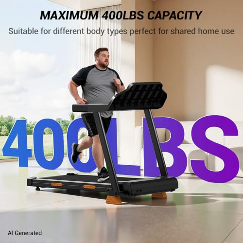 16% Incline Treadmill for Home | 400LBS Capacity, Foldable