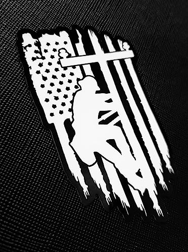 Electrical Power Line Pole American Flag Tech Decal - 2 Pack 2"
