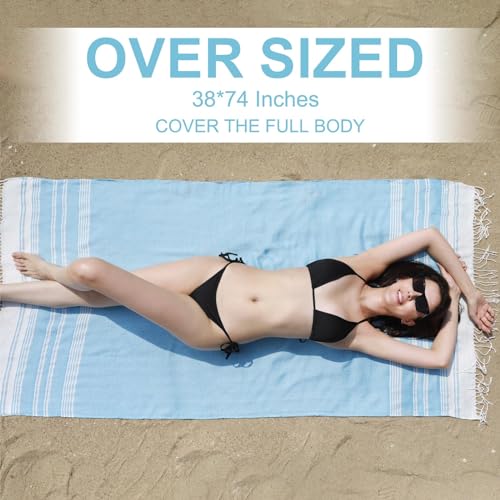 Genovega Oversized Turkish Beach Towels 74"x38" Thin Quick Dry Sand