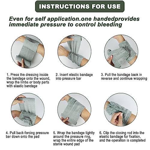 Cozii Israeli Style Emergency Trauma Bandage 6 Inch 8 Pack - Hemorrhage Control First Aid Kit