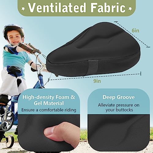 Kids Bike Seat Cushion Cover - Black, Anti-Slip & Breathable Foam