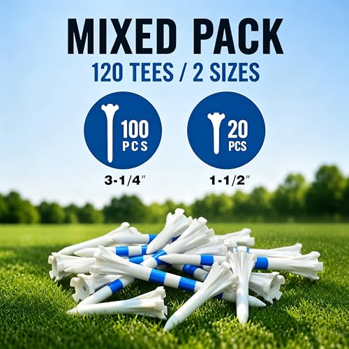 Advanced 5-Prong Plastic Golf Tees - 120 Assorted Pack (3-1/4")