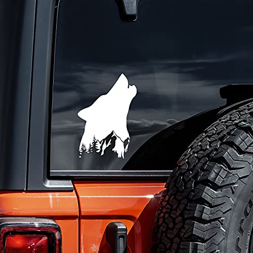 Vool Wolf Howling Mountains Vinyl Car Decal 3x5.5 Inch Outdoor Sticker