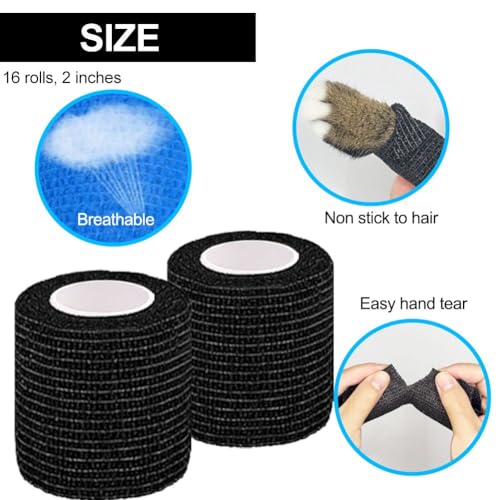 Self-Adhesive Bandage Wrap 2 Inch x 5 Yards – 16 Pack Veterinary/General Use