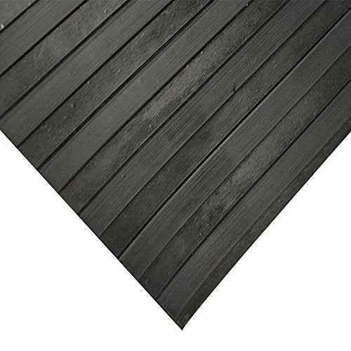 Rubber-Cal 03_167_W_WR_06 Wide Rib Corrugated Rubber Floor Mat, 1/8" Thick x 3' x 6' Roll, Black