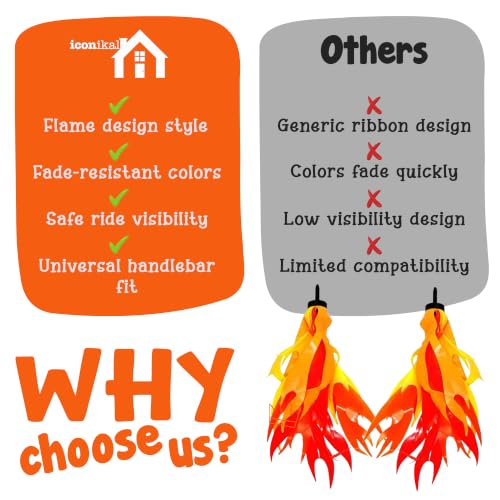 10-Inch Flame Bike Streamers for Kids - Vibrant Handlebar Decor