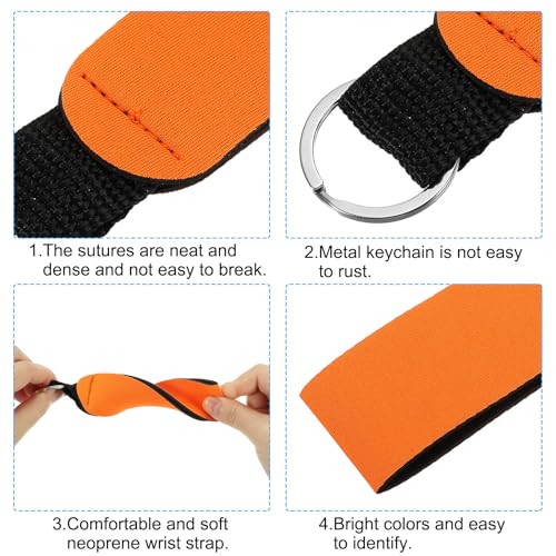 Waterproof Floating Neoprene Keychain - Orange, 2 Pcs