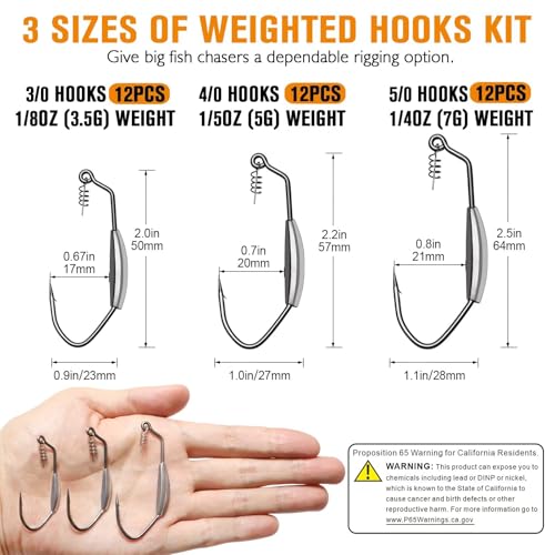 Dovesun 12PCS/44PCS Weighted Swimbait Hooks Fishing Saltwater
