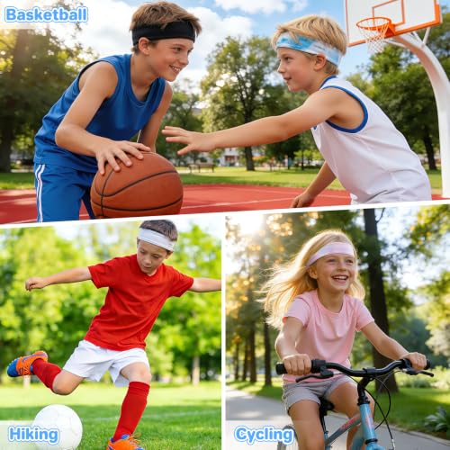 Kids Sports Headbands - Quick Dry Elastic Sweat Bands - Pink