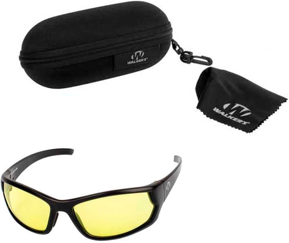 Walker’s IKON Carbine Shooting Glasses - Impact-Resistant, Non-Slip Design with Lens Cloth & Case