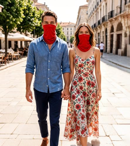 Fishing Neck Gaiter - Sun Protection Face Mask - Cooling Red Scarf