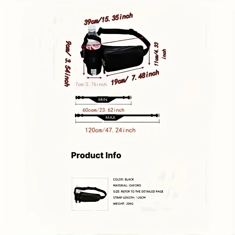Hydration Waist Pack with Water Bottle Holder - Adjustable & Waterproof