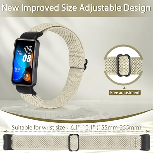 Elastic Nylon Sport Band for Fitness Tracker - 2 Pack Black & Beige