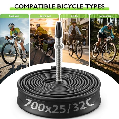 Beaurgirew 2-Pack 700C Bicycle Tubes 25/32C, FV 60mm Presta Valve