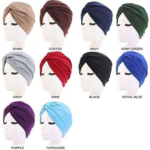 White Chemo Sleep Turban Wrap Cap Hat for Cancer Patients - One Size