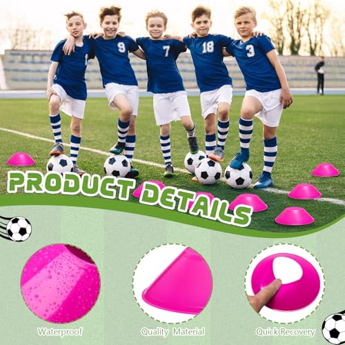 Rose Red Mini Soccer Cones 12 Pack for Agility Training Sports Drills