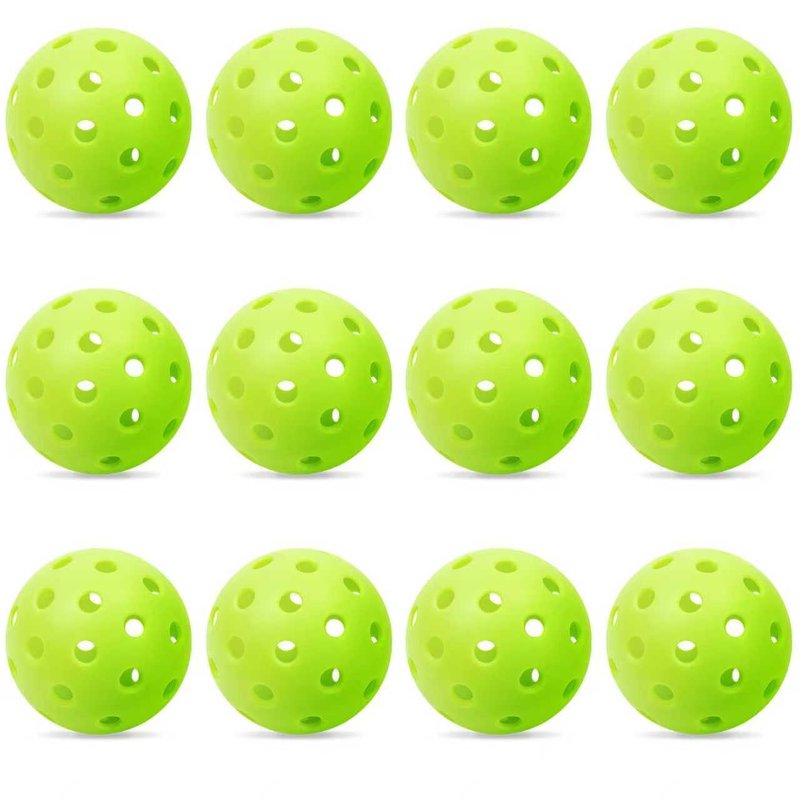 12 Pack Pickleball Balls - Outdoor Pickle Ball 40 Holes - Durable Pickleballs with High Bounce, Superior Visibility and Smooth Flight