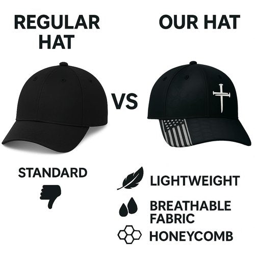 Adjustable Jesus 3 Nail Cross Hat with American Flag – Christian Cross Baseball Cap, Religious 3 Nail Design Faith Hat for Men & Women, Lord Savior Christian Gift Black