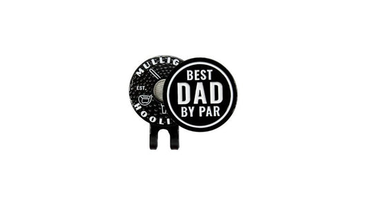MULLIGAN HOOLIGAN Best Dad by Par Golf Ball Marker + Magnetic Hat Clip Premium Metal Marker, Strong Magnetic Hold, Easy-to-See Design, Durable & Lightweight Golf Accessory, Unique Gift for Dad