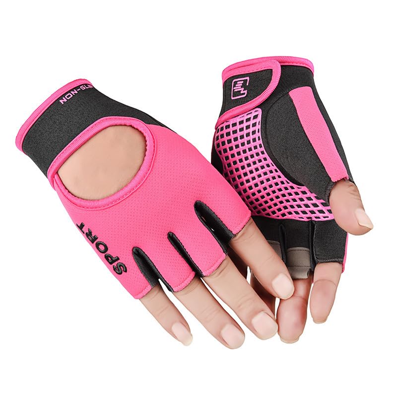 Breathable Workout Gloves - Weight Lifting & Cycling - Pink Medium