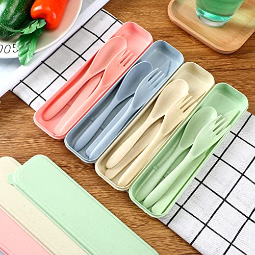 Jinei Bright Reusable Travel Utensils Set with Case Wheat Straw Eco-Friendly