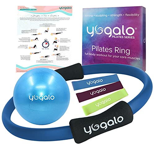 Pilates Ring and Ball Set with Resistance Bands - Blue