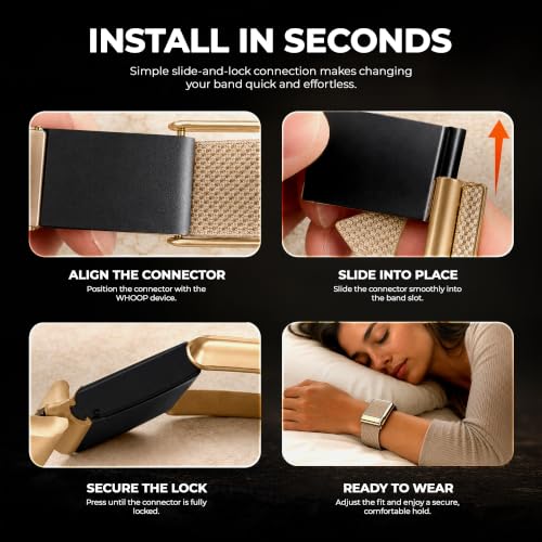 Ultra-Soft Nylon Sport Band for WHOOP 5.0, One, Peak, Life - Dune/Gold Connector