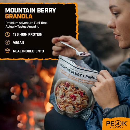 Peak Refuel Mountain Berry Granola with Rice Milk, Vegan Backpacking