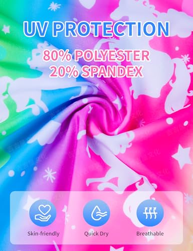 One Piece Girls Swimsuit Quick Dry Summer - Colorful Unicorn, 7-8 Years