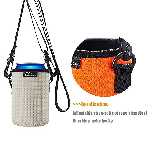 WK IEASON 12oz Slim Can Sleeves Insulators with Shoulder Strap - Green/Orange/Grey