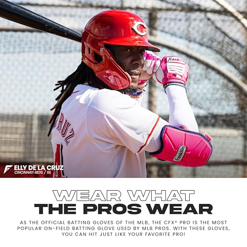 Franklin Sports MLB CFX Pro Youth & Adult Batting Gloves Pink/Carolina Blue Medium