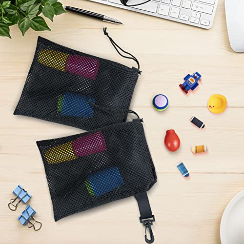 10 PCS With Clips Mesh Drawstring Bags, Portable Nylon Storage Bags