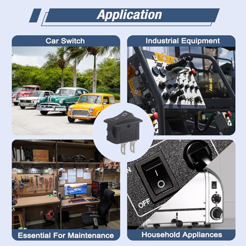 10pcs Mini SPST Rocker Switch 2 Pin ON-OFF 15mm - Black