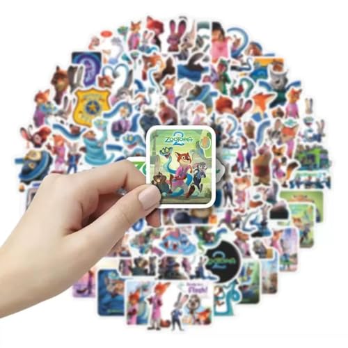 Cute Waterproof Zootopia Stickers for Water Bottles - 100 Pcs