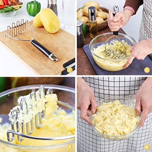 Potato Masher, Large Heavy Duty Stainless Steel Mashed Masher Kitchen