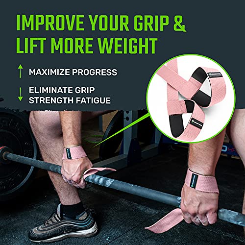 Weight Lifting Straps with Neoprene Padding - Pink