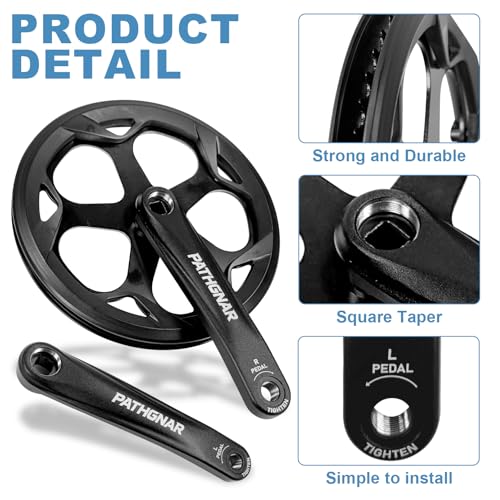 PATHGNAR 52T Crankset 170mm with Square Mot with Plastic Chain Cover, E-Bike Compatible