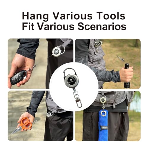 Retractable Keychain 2-Pack - Heavy-Duty Brushed Metal Silver