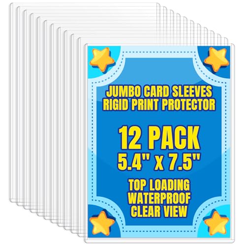 AKONEGE 12 Pack Jumbo Card Sleeves Size L 5.4" x 7.5" Hard Plastic Protectors