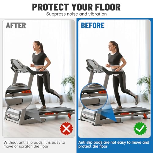 Treadmill Mat Pads - Double-Sided Non-Slip Vibration Control - 4 Pack