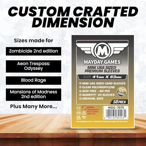 Premium Mini USA Board Game Card Sleeves - 41mm x 63mm - 50 Pack