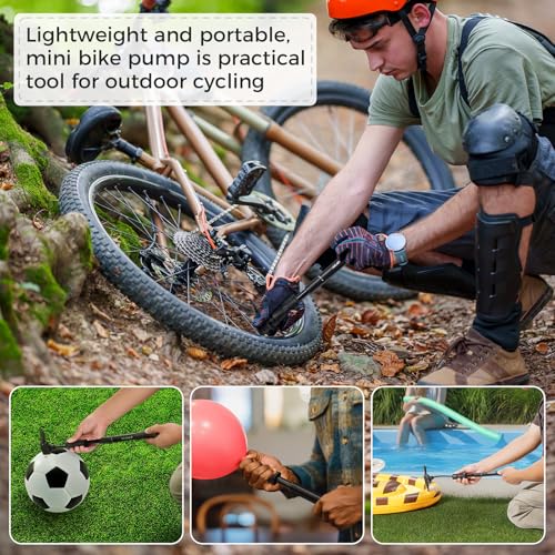10 Inch Mini Bike Pump - 100PSI Portable Bicycle Inflator