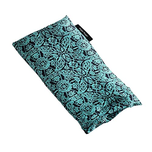 Silk Eye Pillow with Organic Flaxseed Filling - Boho Teal