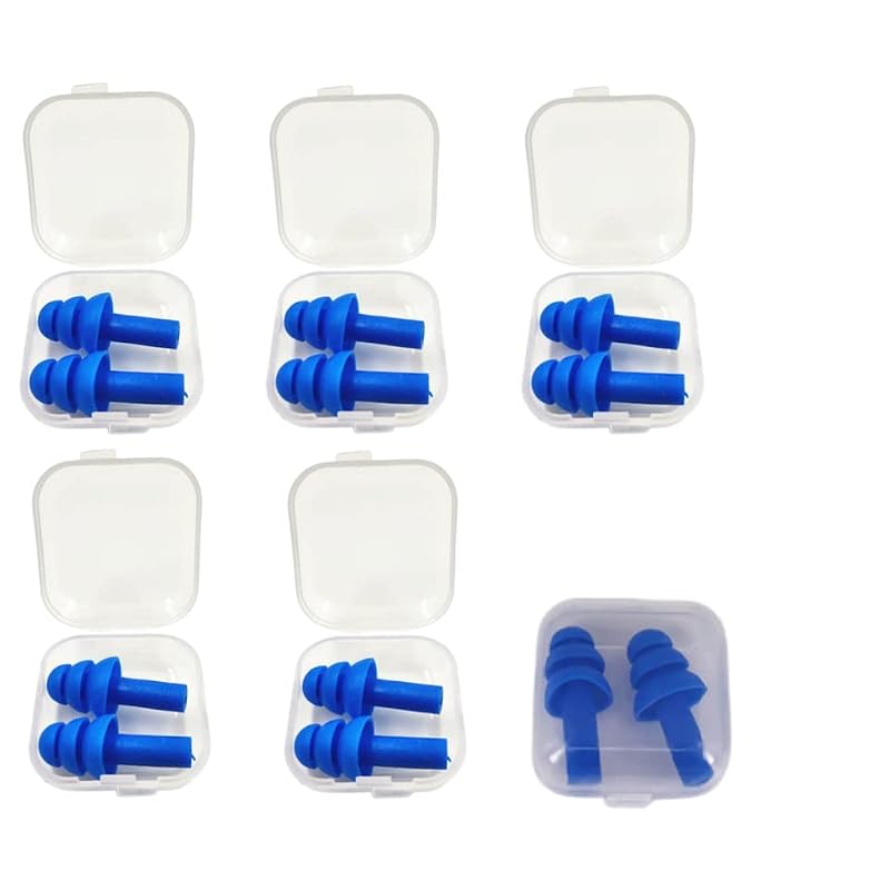 Reusable Silicone Swimming Earplugs - Waterproof Ear Protection (6 Pairs)