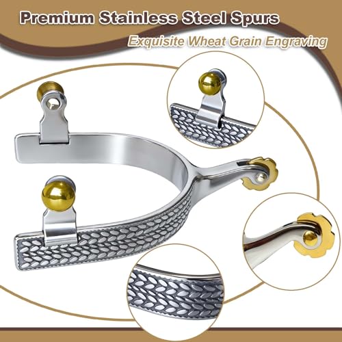 Professional Horse Spurs with Leather Straps - Safe Roller Control for Equestrian Training