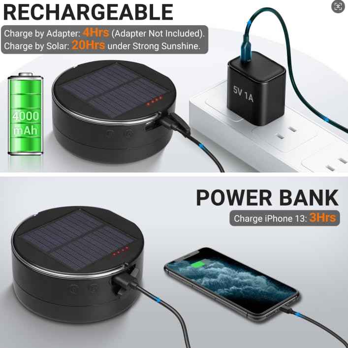 Camping String Light, Solar String Light with Camping Lantern (3 in 1 Design), Rechargeable and Portable for Camping,Emergency, Hiking.