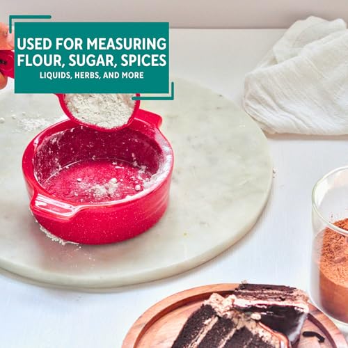 4-Piece Nested Measuring Cup Set - Durable Red Plastic Kitchen Essentials