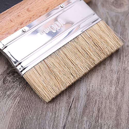 Wide Flat Chalk & Wax Finishing Brush Wood Handle Natural Bristle Brush For Hobby Paint Faux & Wax Finishing Stenciling Painting Brush Set Acrylic