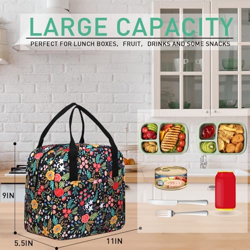 Insulated Floral Lunch Box for Women - Portable Lunch Tote